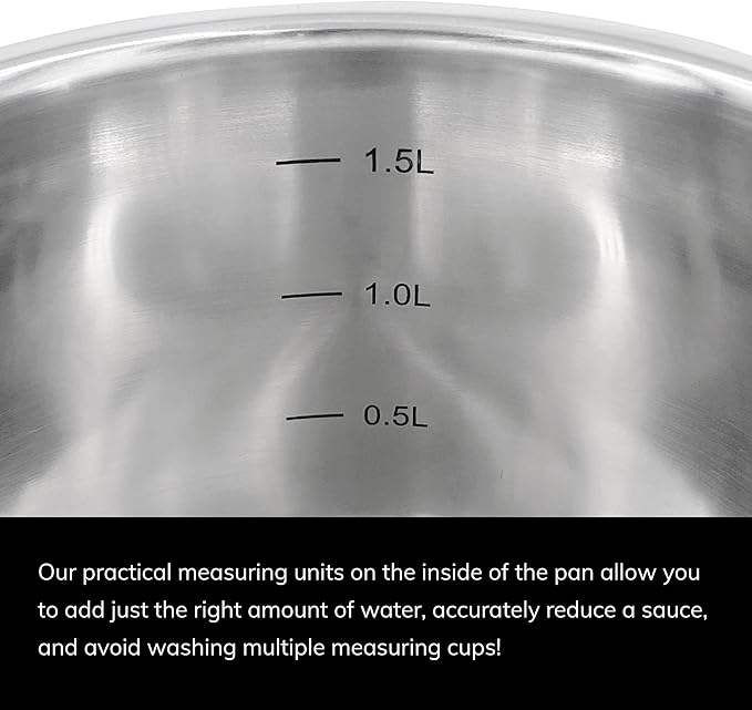 SCANPAN Impact 5-Piece Cookware Set - Includes 3 Total Pieces + 2 Lids - Made of Durable 18/10 Stainless Steel - Dishwasher &amp Oven Safe