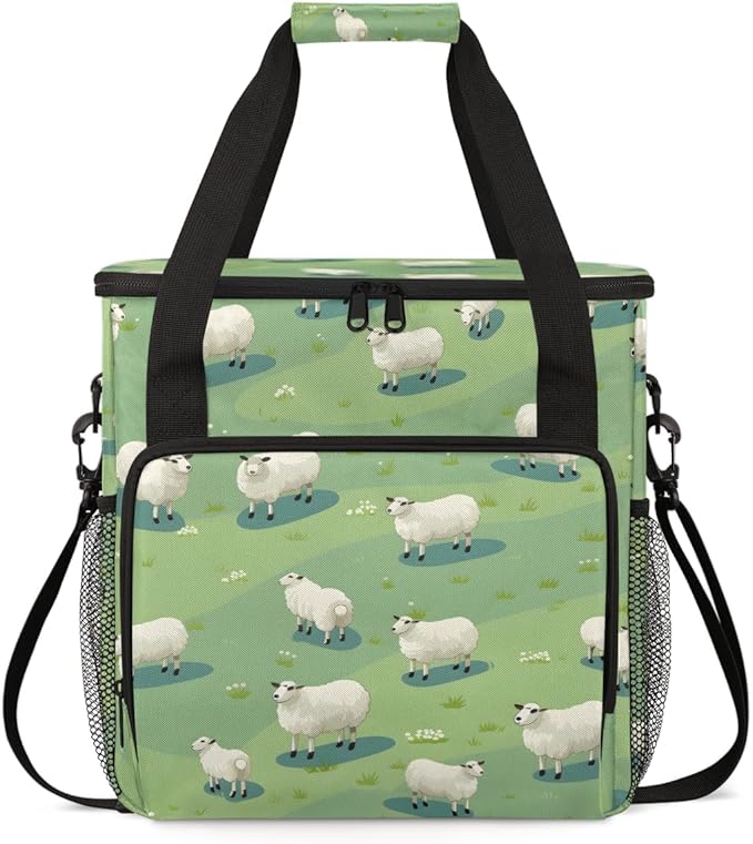 Cute Sheep Coffee Maker Carrying Bag Steppe Grasses Travel Storage Bag Compatible with K-Mini or K-Mini Plus Single Serve Coffee Brewer Carrying Case with Multiple Pockets &amp Shoulder Strap