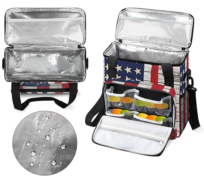 Retro Flag Coffee Maker Carrying Bag Portable Travel Storage Tote Bag Compatible with K-Mini or K-Mini Plus Single Serve Coffee Brewer Carrying Case with Multiple Pockets &amp Shoulder Strap