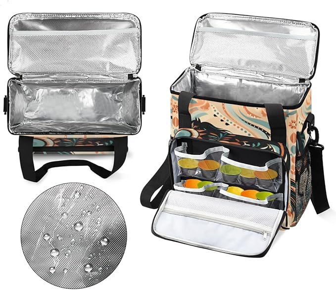 Abstract Horse Coffee Maker Carrying Bag Boho Horse Travel Storage Bag Compatible with K-Mini or K-Mini Plus Single Serve Coffee Brewer Carrying Case with Multiple Pockets &amp Shoulder Strap