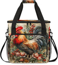 Farmhouse Rooster Coffee Maker Travel Bag for Keurig K-Mini/K-Mini Plus Insulated Waterproof Tote with Pockets for K-Cup Portable Single-Serve Brewer Case