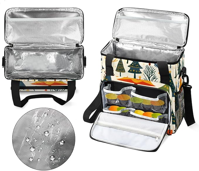 Retro Tree Xmas Coffee Maker Carrying Bag Portable Travel Storage Tote Bag Compatible with K-Mini or K-Mini Plus Single Serve Coffee Brewer Carrying Case with Multiple Pockets &amp Shoulder Strap