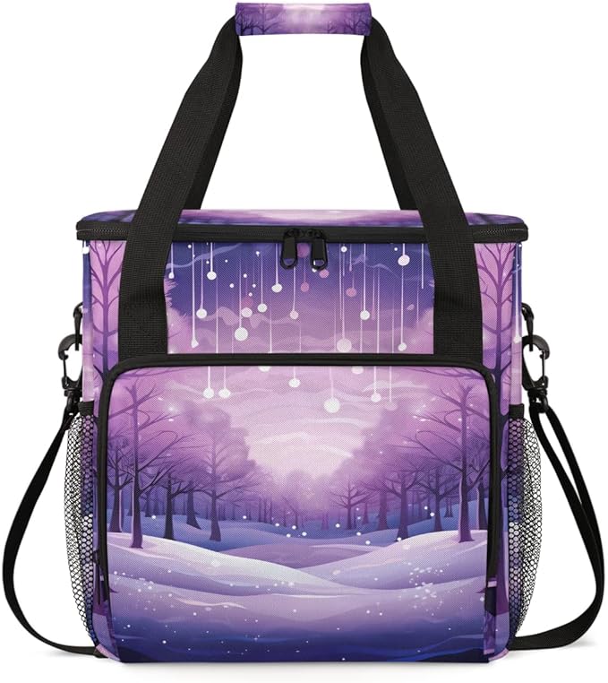 Xmas Tree Coffee Maker Carrying Bag Bright Tree Portable Travel Storage Tote Bag Compatible with K-Mini or K-Mini Plus Single Serve Coffee Brewer Carrying Case with Multiple Pockets &amp Shoulder S