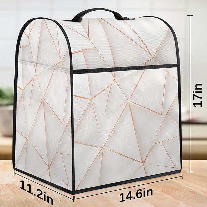 cfpolar Kitchen Aid Mixer Cover Compatible with 6-8 Quarts White Marble Stand Mixer Cover Kitchen Aid Mixers Accessories Appliance Organizer Bag Dust Covers with Zipper Pocket