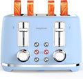 LONGDEEM 4 Slice Countertop Toaster 1.6” Extra Wide Slots for Artisan Bread/Bagels 6 Browning Settings