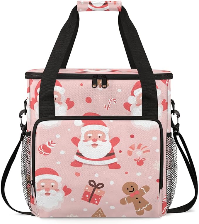 Fantastic Santa Claus Coffee Maker Carrying Bag Dreamy Santa Claus Travel Storage Bag Compatible with K-Mini or K-Mini Plus Single Serve Coffee Brewer Carrying Case with Pockets &amp Shoulder Strap