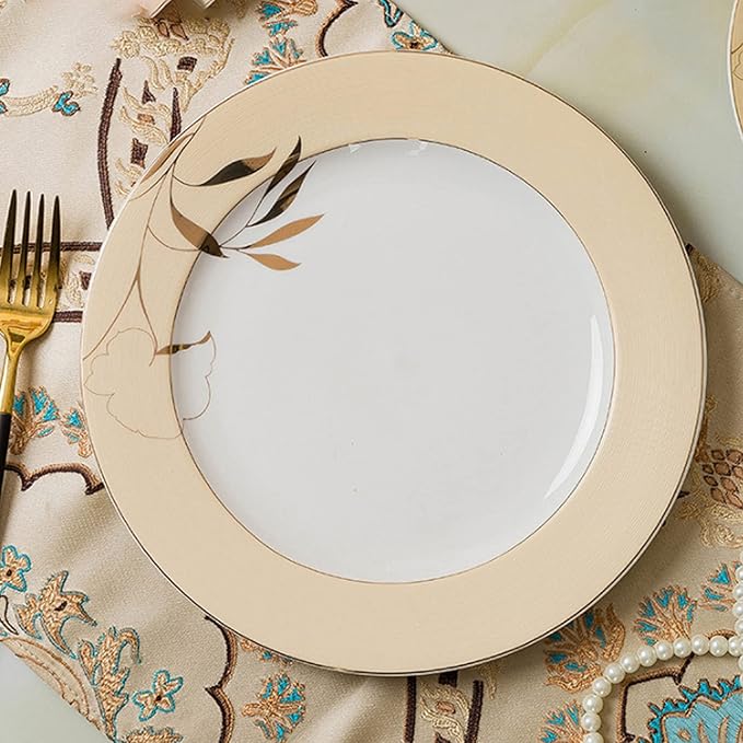 Bone China Dinner Sets Creative Relief Phnom Penh Combination Ceramic Tableware Suit Suitable for Gifts Wedding Hotel 58 Piece