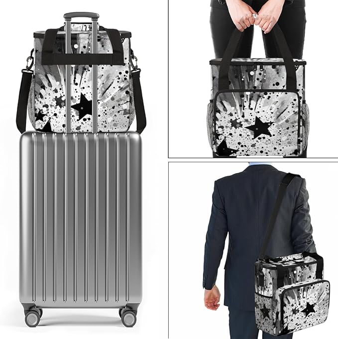 Abstract Star Coffee Maker Carrying Bag Portable Travel Storage Tote Bag Compatible with K-Mini or K-Mini Plus Single Serve Coffee Brewer Carrying Case with Multiple Pockets &amp Shoulder Strap