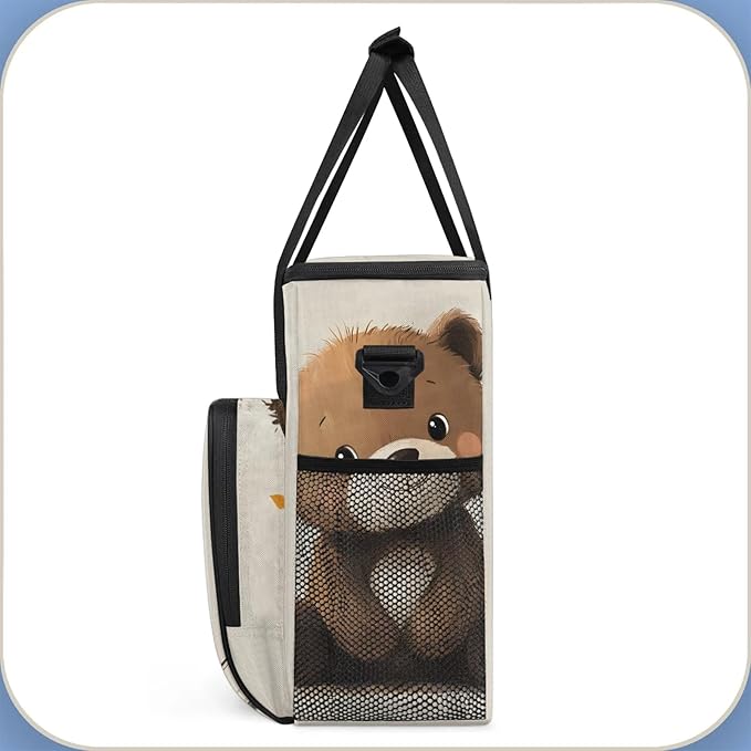 Brown Coffee Maker Travel Bag Bear Insulated Grocery Bag Travel Picnic Leakproof Cooler Bags With Shoulder Strap