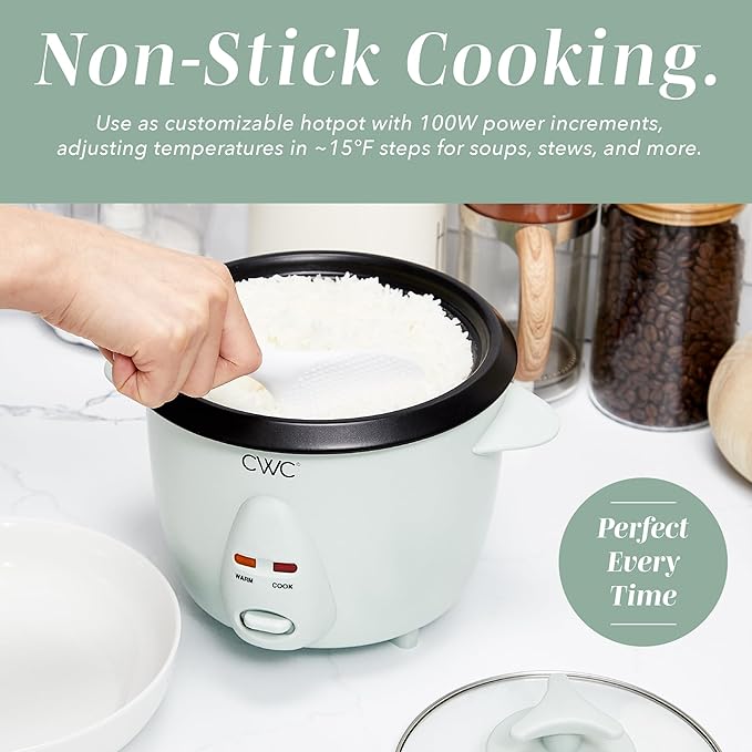 COOK WITH COLOR 6 Cup Rice Cooker 300W - Effortless Cooking and Perfectly Cooks 3 Cups of Raw Rice for 6 Cups of Cooked Rice Sage