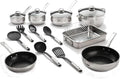 18 Piece 18/10 Belly Shaped Cookware Set w/ Encapsulated Base &amp Nonstick coating