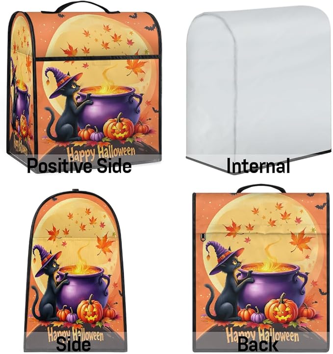 cfpolar Kitchen Aid Mixer Cover Compatible with 6-8 Quarts Halloween Cat Potion Moon Pumpkin Stand Mixer Cover Kitchen Aid Mixers Accessories Appliance Organizer Bag Dust Covers with Zipper Pocket