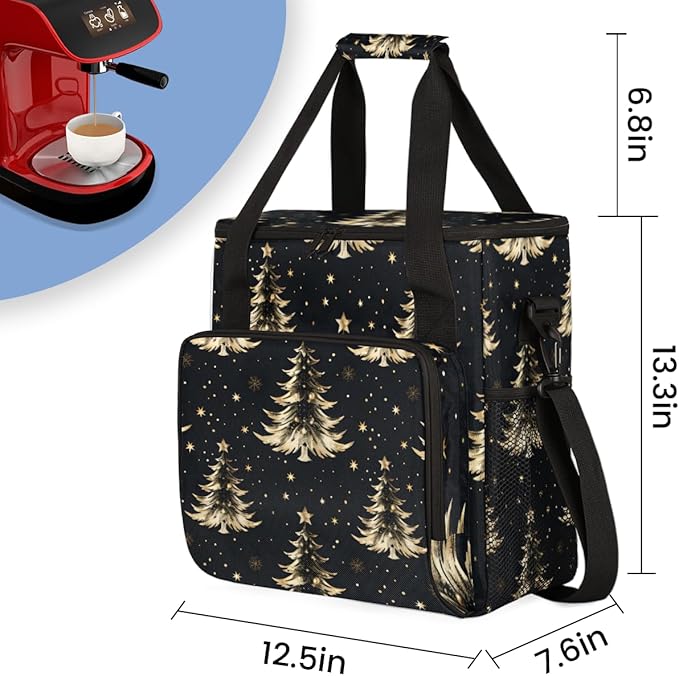 Gothic Tree Christmas Coffee Maker Carrying Bag Portable Travel Storage Tote Bag Compatible with K-Mini or K-Mini Plus Single Serve Coffee Brewer Carrying Case with Multiple Pockets &amp Shoulder S