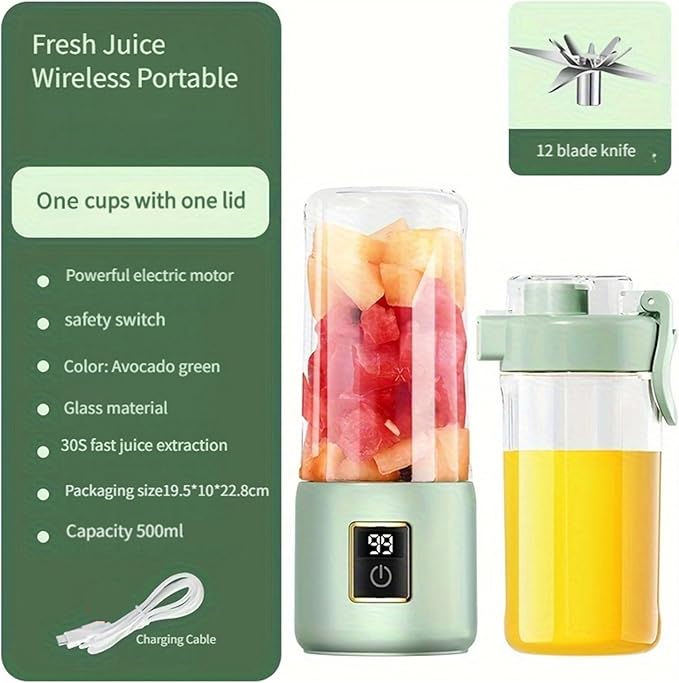 Portable Blender Mini Blendersmall blender for smoothies 12 Blades Perfect for Blending Small Convenient Multifunctional with Digital Touch Screen Suitable for Family Travel