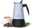 Cecotec Piccolina 200 Blue Italian Coffee Maker 100ml 2 Coffee Cups Stainless Steel Suitable for All Surfaces Premium Filter Safety Valve Heat Resistant Handle Elegant Design