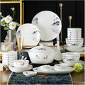 Dining Plate Set 60-Piece Dinnerware Set Antiquity Chinese Style Porcelain Set Dinner Dishes Set Plates/Bowls/Spoons and Soup Pot Service for 12