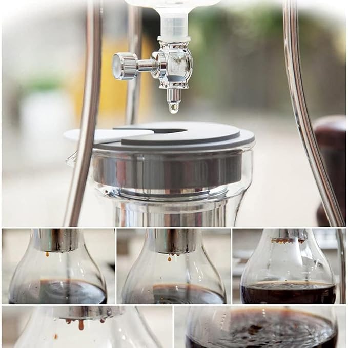 DIY Ice Coffee Brew Tower Ice Drip Coffee Maker with 800ml Glass Pot Stainless Steel Rack Flow Rate Control Valve for Making 6-8 Cup Gift for Coffee Lovers