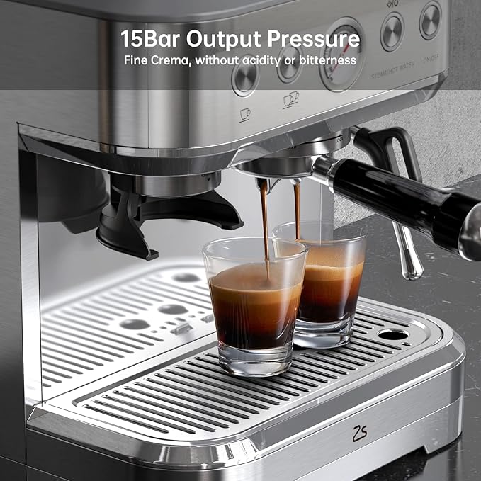Espresso Machine with Milk Frother and Grinder All in One Cappuccino Latte Espresso Maker for Home Barista Built-In Bean Grinder 85 oz Removable Water Tank Coffee maker Machine