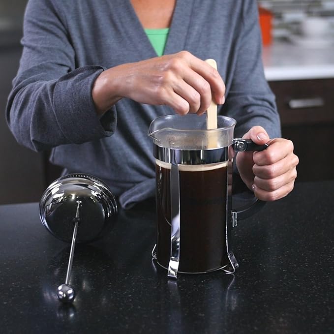 French Press Coffee Maker - 34 Ounce 8 Cups Clip Spoon and 2 Bonus Filter Included By Divlor