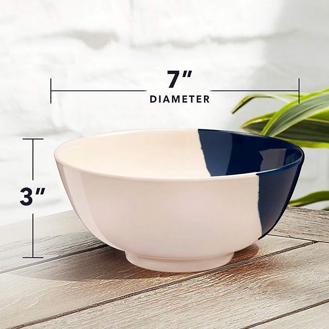 Melamine Serving bowls | Extra Durable Melamine Pasta Salad Bowl | Shatter-Proof and Chip-Resistant | Dishwasher Safe BPA Free | Lightweight Dinnerware Set of 4 | Perfect for Parties Picnics BBQ