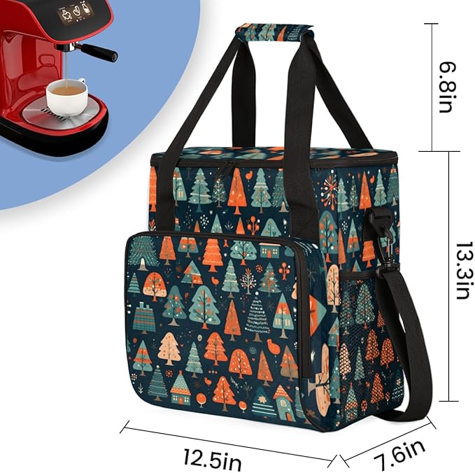 Christmas Tree Coffee Maker Carrying Bag Lovely Tree Travel Storage Bag Compatible with K-Mini or K-Mini Plus Single Serve Coffee Brewer Carrying Case with Multiple Pockets &amp Shoulder Strap