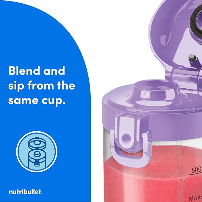 nutribullet Portable Blender Cordless 20oz Vessel Personal Blender USB-C Rechargeable Light Purple NBPB50100LP