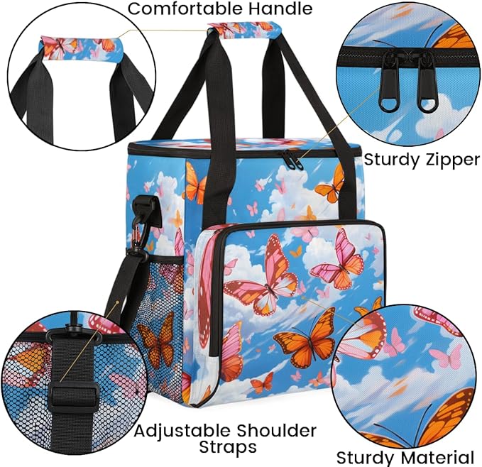 Abstract Butterfly Coffee Maker Carrying Bag Colorful Butterfly Travel Storage Bag Compatible with K-Mini or K-Mini Plus Single Serve Coffee Brewer Carrying Case with Pockets &amp Shoulder Strap