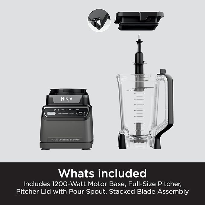 Ninja Professional Blender | Smoothie Blender Drink Mixer Grinder Ice Crusher | Total Crushing™ Technology Auto-iQ™ Smart Presets Professional 1200W Power XL 72oz Pitcher | Dark Grey | BR201AMZ