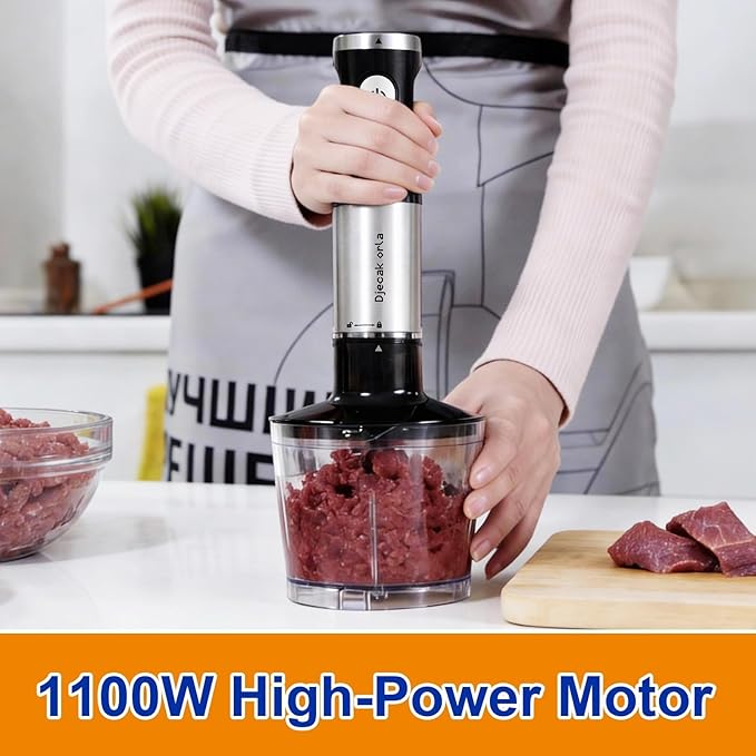 Upgraded Blender Handheld 1100W 30 Speed Settings Max 15500 RPM 5 in 1 Hand Blender with Milk Frother Handheld Food Processor Batidora De Mano Electrica Kitchen Appliances Black