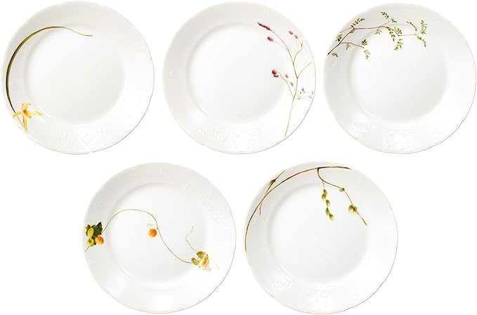 Narumi 40912-34275 Satohana Calendar Dinnerware Set Green Floral Pattern Set of 5 Patterns Cute For 5 People 15 Pieces Microwave Warming Made in Japan Gift Box