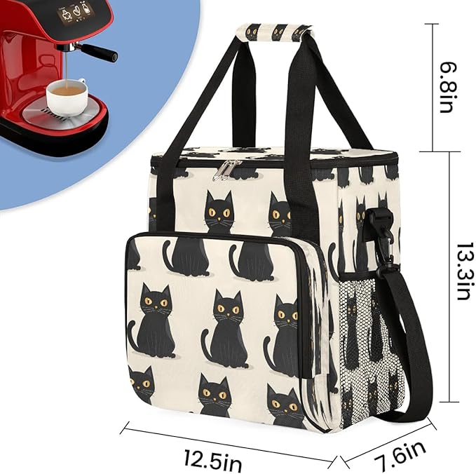 Cool Black Cats Coffee Maker Travel Bag for K-Mini or K-Mini Plus Single Serve Coffee Brewer Portable Storage Tote Case for Tarvel