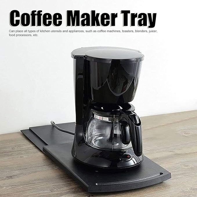 Tyenaza Sliding Coffee Maker Tray Mat Kitchen Coffee Slider Countertop Storage for Blender Toaster Kitchen Appliances with Rolling Wheels
