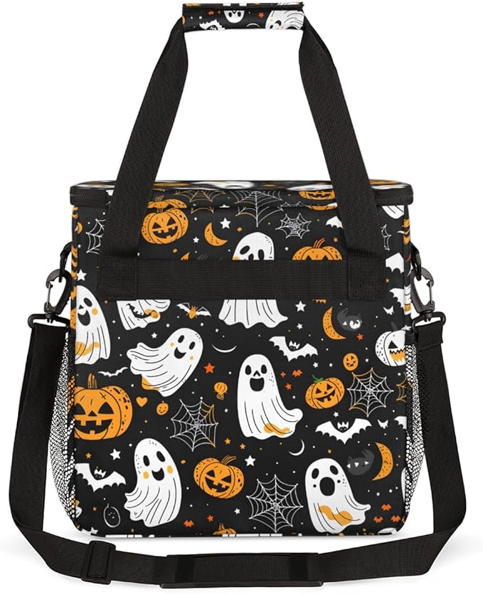 Bats Pumpkins Ghosts Coffee Maker Carrying Bag Portable Travel Storage Tote Bag Compatible with K-Mini or K-Mini Plus Single Serve Coffee Brewer Carrying Case with Multiple Pockets &amp Shoulder St