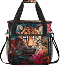 Tiger Coffee Maker Carrying Bag Flowering Shrubs Travel Storage Bag Compatible with K-Mini or K-Mini Plus Single Serve Coffee Brewer Carrying Case with Multiple Pockets &amp Shoulder Strap