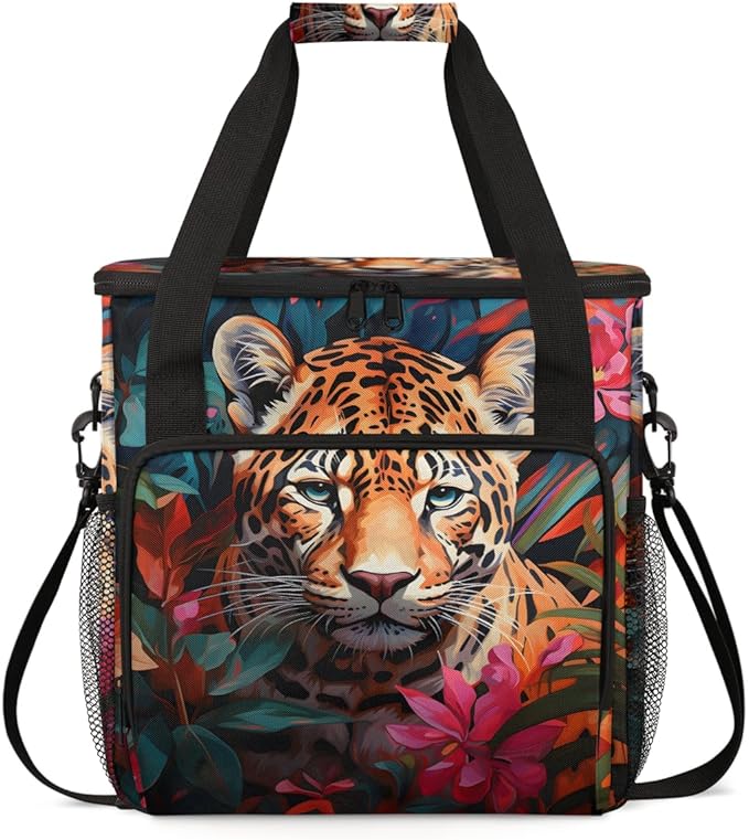 Tiger Coffee Maker Carrying Bag Flowering Shrubs Travel Storage Bag Compatible with K-Mini or K-Mini Plus Single Serve Coffee Brewer Carrying Case with Multiple Pockets &amp Shoulder Strap