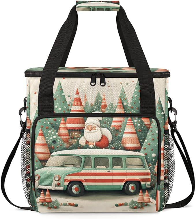 Fantastic Santa Claus Coffee Maker Carrying Bag Abstract Santa Claus Travel Storage Bag Compatible with K-Mini or K-Mini Plus Single Serve Coffee Brewer Carrying Case with Pockets &amp Shoulder Str