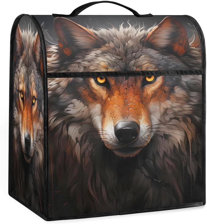 cfpolar Kitchen Aid Mixer Cover Compatible with 6-8 Quarts Retro Wolf Animal Stand Mixer Cover Kitchen Aid Mixers Accessories Appliance Organizer Bag Dust Covers with Zipper Pocket