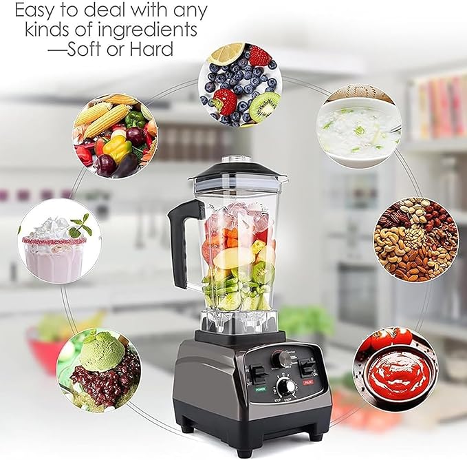 Jug Blender 2L Electric Blender Smoothie Maker with 6-Leaf Blades and Overheat Protection 1650W and Speed Adjustable Smooth Blends with No Lumps for Smoothies Fruit Shakes Puree