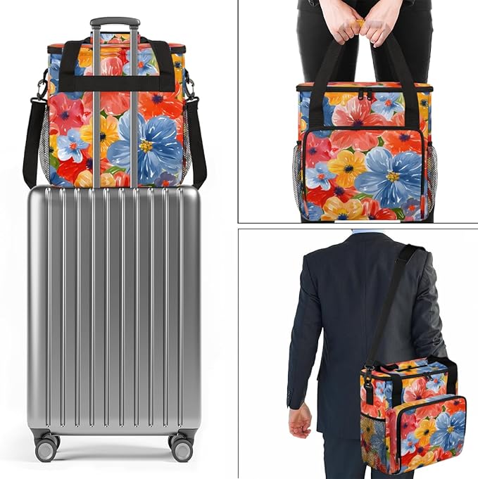 Fragrant Flower Coffee Maker Carrying Bag Portable Travel Storage Tote Bag Compatible with K-Mini or K-Mini Plus Single Serve Coffee Brewer Carrying Case with Multiple Pockets &amp Shoulder Strap