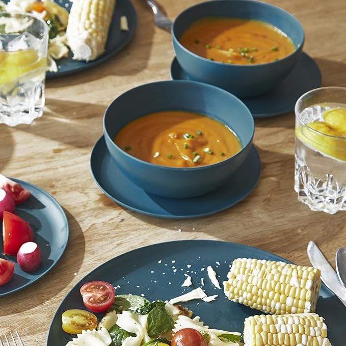 12 Piece Bamboo Dinnerware Set - Lagoon