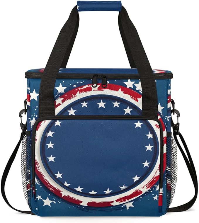 Shining Stars 4th of July Coffee Maker Carrying Bag Travel Storage Bag Compatible with K-Mini or K-Mini Plus Single Serve Coffee Brewer Carrying Case with Multiple Pockets &amp Shoulder Strap