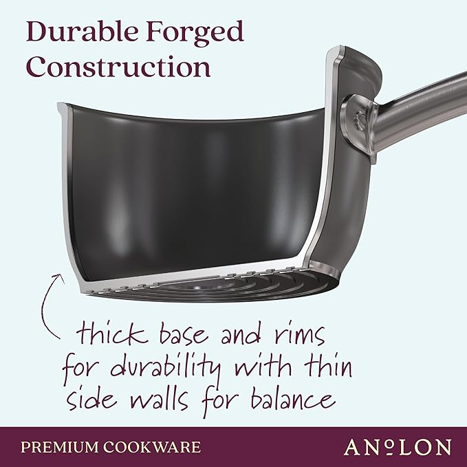 Anolon Accolade Forged Hard Anodized Nonstick Frying Pan/Skillet 8 Inch Moonstone Gray