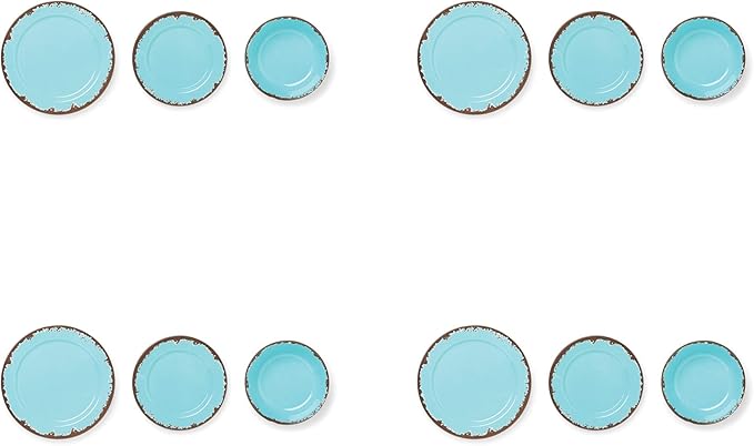 Fox Run Melamine Dinnerware Set Teal 10