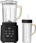 B PowerExact High-Performance 700-Watt Blender by Drew Barrymore 50-Ounce Pitcher Stainless 4-Tip Blade 3 Speeds + 4 Presets Dishwasher-Safe Parts Travel Cup Included (Black Sesame)