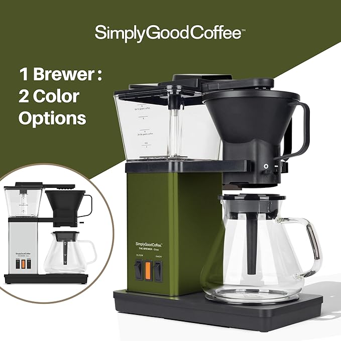 SimplyGoodCoffee Coffee Maker/Coffee Machine. 8 Cup Automatic Drip Pour Over Coffee Brewer With Vinyl Wrap Custom Kit. Easy To Use Gold Cup Standard. Matte Army Green