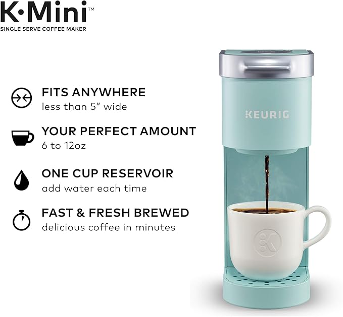 Keurig K-Mini Single Serve Coffee Maker &amp 3-Month Brewer Maintenance Kit Includes Descaling Solution Water Filter Cartridges &amp Rinse Pods Compatible Classic/1.0 &amp 2.0 K-Cup Coffee Makers