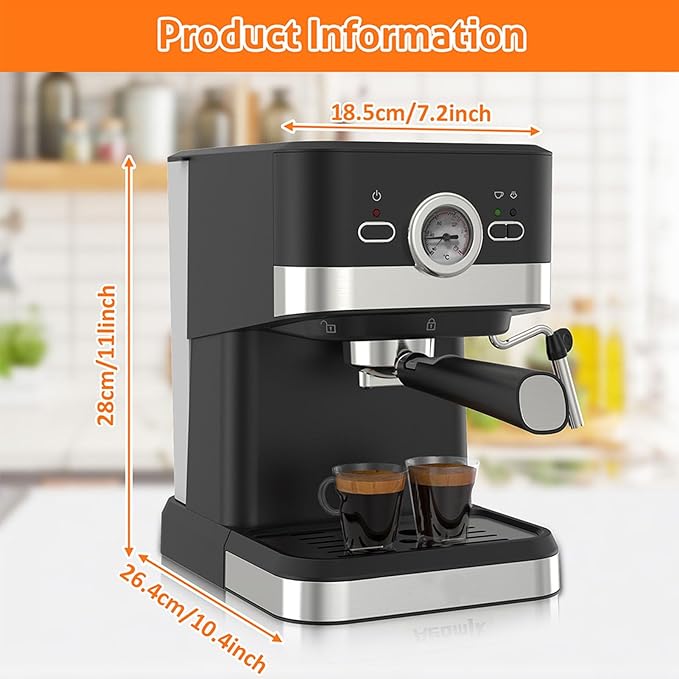 AYNEFY Coffee Maker 1050W Electric Coffee Maker Large 1.5L Water Tanks Detachable for Home Use Ideal Coffee Latte Making Efficient and Maintenance (US Plug 110V)