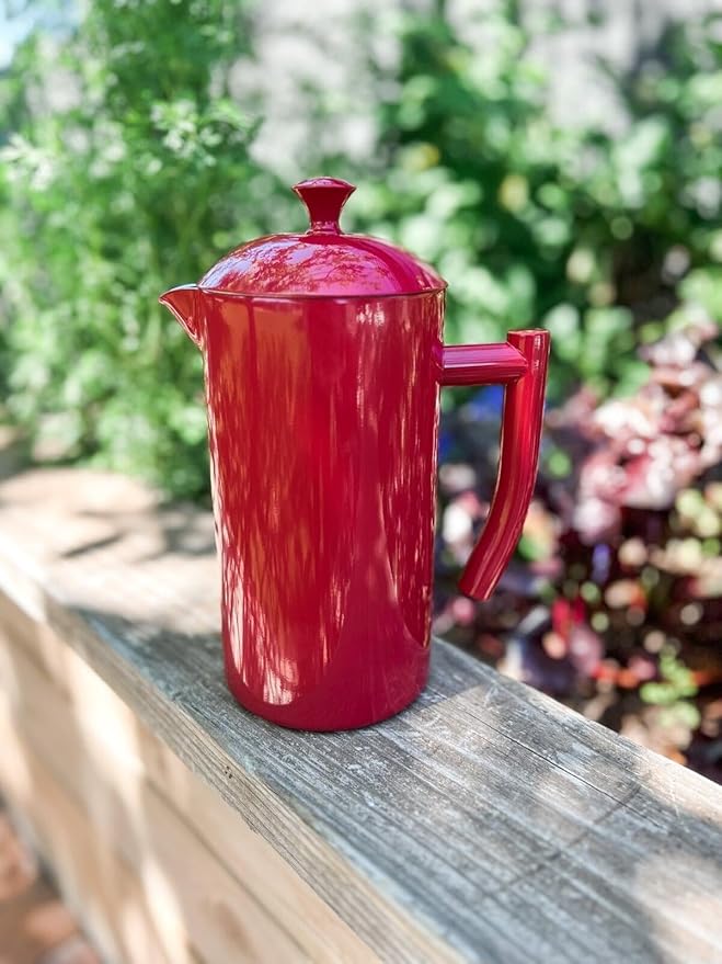 Frieling Insulated Double-Walled Stainless Steel French Press Coffee Maker - 34 fl oz Red - Camping Coffee Press
