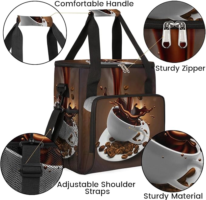 Coffee Beans Cup Coffee Maker Carring Bag Travel Carrying Storage Tote Bag Compatible with Keurig K-Mini or K-Mini Plus Portable Single Serve Coffees Brewer Case with Pockets for K-cup Pods