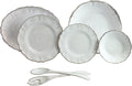 Le Cadeaux 16 Piece Luxury Melamine Dinnerware Set Service for 4 (Rustica Antique White)